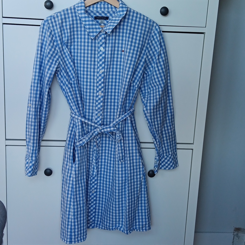 Blue Gingham Shirt Dress Tommy Hilfiger